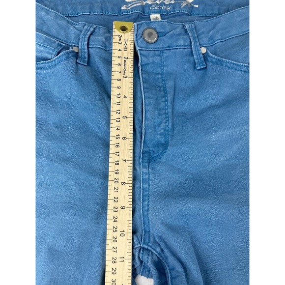 Seven 7 Womens‎ Mid Rise Ankle Skinny Blue Jeans Raw Hem Size 14 - Picture 8 of 16